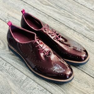 Marc Nolan Men’s Oscar Burgundy Patent Leather Wholecut Brogue Sneakers